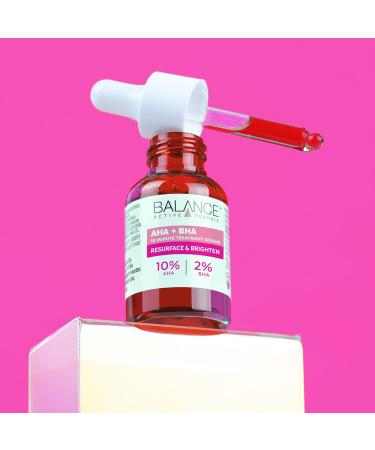 Balance Active Formula AHA 10% + BHA 2% Retexturising Serum - Deep Exfoliation for Brighter Skin Smooths Texture Dermatologically Tested Gentle Yet Effective - 30ml - Buy Online on GoSupps.com