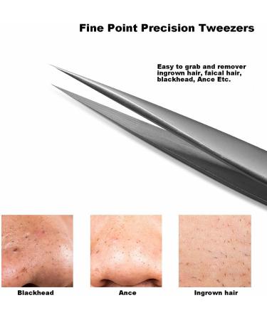 ZIZZON Pointed Tweezers Precision - Ingrown Hair & Blackhead Remover for Women and Men - Buy Online on GoSupps.com