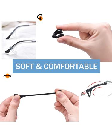 Opugit Anti-Slip Glasses Covers - 6 Pairs of Silicone Comfort Grips for Sports Sunglasses & Reading Glasses - Black - Buy Online on GoSupps.com