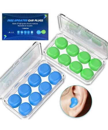 [Latest 2022] Ear Plugs for Sleeping Swimming, 8 Pair Reusable Silicone Moldable Noise Cancelling Earplugs for Shooting Range, Swimmers, Snoring, Concerts, Airplanes, Travel, Work, Studying