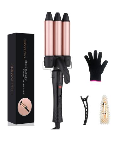 3 Barrel Curling Iron - Professional Hair Waver for Women Ceramic 1 Inch 25mm Triple Barrel Hair Curler Wand Crimper Fast Heating Anti-scalding Hair Styler Set(Black)