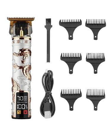 Large Screen Digital Display Electric Pusher Charging Type Carving Haircut Cut LCD Bald Head Razor Professional Hairdresser(Platinum dragon)