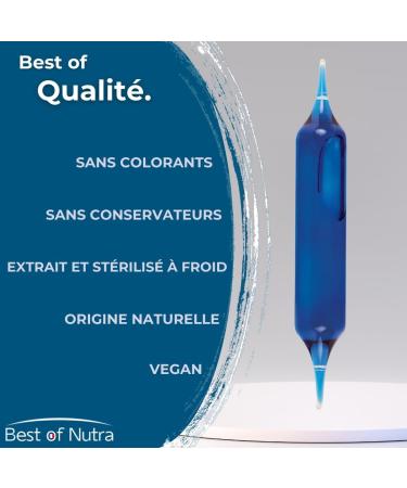 Best of Nutra - Phycocyanin & Selenium - Natural Patented Spirulina - Food Supplement for Adult Immunity Thyroid and Antioxidant - 100% Bioavailable - 15 Ampoules of 10ml - Made in France - Buy Online on GoSupps.com
