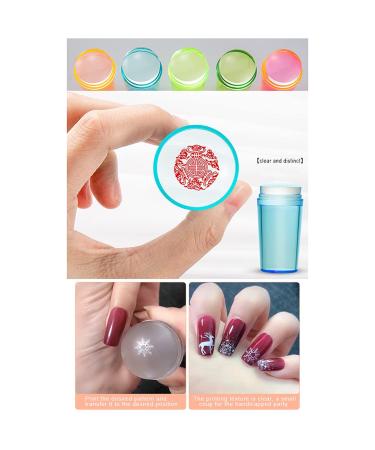 Herbest's Colorful Nail Stamp Set - Transparent Silicone Handle & Clear Pressure Heads for DIY Manicure - Nail Art Tool for Women & Girls - Perfect for Home & Salon Use - Buy Online on GoSupps.com