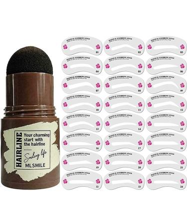 Ey brauen stamp one step Brow Stamp Shaping kit eyebrow stamp Waterproof with 24pcs eyebrow stencil kit brow stamplone eye makeup tools (dark brown) Dark Brown