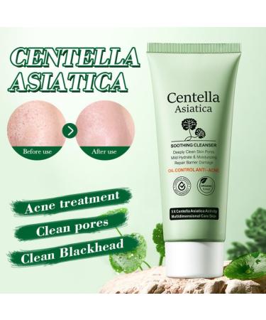 Centella Cleanser with 5X Centella Asiatica Activity 100g Deeply Clean Mild Hydrate & Moisturizing Repair Barrier Damage Soothing Cleanser for Oil Control and Acne Organic Extract - Buy Online on GoSupps.com