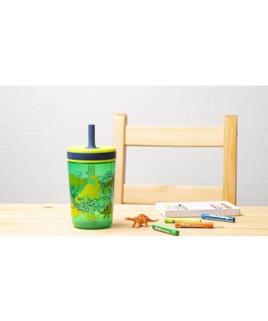 Zak Designs Kelso Dino Camo Tumbler Set - 15 oz, Non-BPA, Leak-Proof with Straw, Durable Plastic and Silicone, Perfect Baby Cup Bundle for Kids - 2pc Set - Buy Online on GoSupps.com
