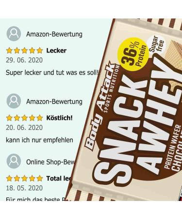 Body Attack Snack a Whey 5x63g - Low Sugar Protein Wafers with 36% Milk & Whey Protein | Delicious Chocolate Crispy Waffles | Made in Germany - Buy Online on GoSupps.com