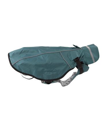 Jeggo Dry Dog raincoat for dogs with the zipper to open on both sides water and windproof breathable with inner lining for protection against cold (green-blue 38 cm) green-blue 38 cm