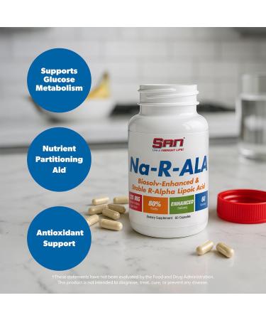 SAN s Na-R-ALA - Stabilized R-Alpha Lipoic Acid 125mg per Serving High Potency & Increased Absorption 60 Capsules - Buy Online on GoSupps.com