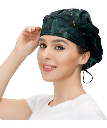 Womens Working Cap with Cotton Sweatband - Adjustable Elastic Head Cover for Men - Pine Trees Decoration - LED Lights - Christmas - Buy Online on GoSupps.com