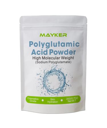 MAYKER Pure Polyglutamic Acid Powder 0.70 OZ High Molecular Weight | Cosmetic Humectant for DIY Hydrating Serums | Water Soluble Smooth Moisture Locking Ingredient