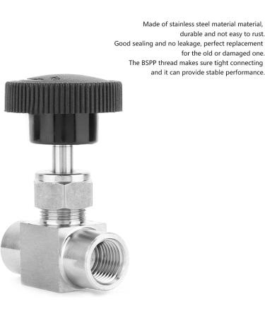 Water/Gas/Oil Flowing Regulation Stainless Steel BSPP Female Thread Straight Needle Valve for Water Gas Oil Transmission(Black Handle 1/4in) - Buy Online on GoSupps.com