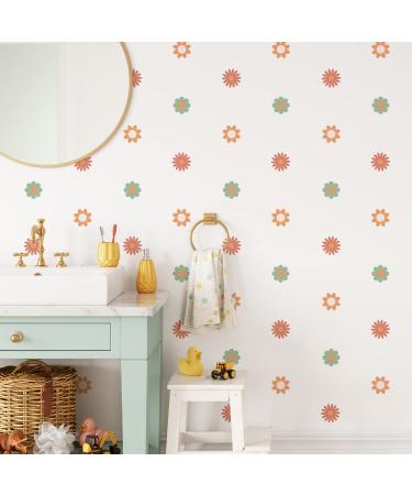 funlife Red and Green Daisy Wall Decal Peel and Stick Wall Stickers Transparent PVC Kids Wall Art Decor for Revamping Nursery Bedroom Playroom