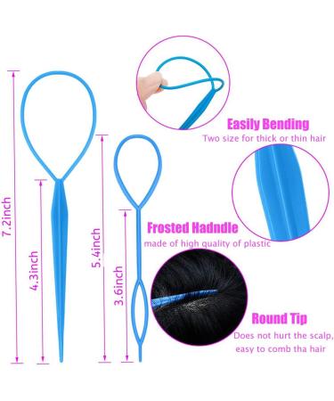 Vrose Flosi Topsy Tail Hair Tool Hair Pull Through Tool Hair Loop Styling Tool - Ponytail Maker French Braid Loop For Hair Styling Gifts For Women - Braiding Hair Supplies (pink+purple) - Buy Online on GoSupps.com