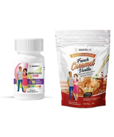 BariatricPal Duodenal Switch Complete 30-Day Supply Vitamin Pack (Iron-Free Capsule Calcium Citrate Soft Chews with Probiotics - French Caramel Vanilla)