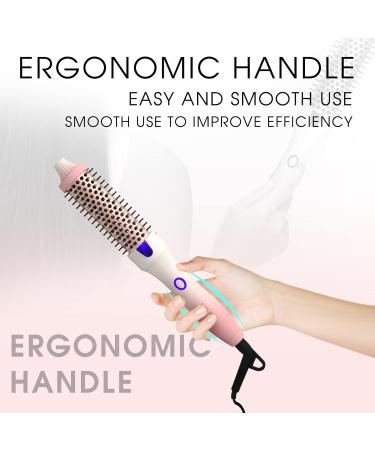 K&K 1.25 Inch Heated Curling Brush - Ceramic Tourmaline Ionic Volumizing Hot Brush for Root Volume & Loose Curls - Pale Pink - Buy Online on GoSupps.com