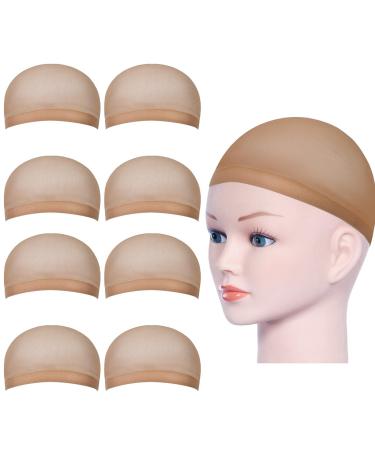 URAQT Wig Caps 8 Pcs Stretchy Nylon Stocking Wig Cap Ultra Thin Unisex Wig Cap to Hold Wig in Place for Women Men Breathable Wig Net Cap for Long Short Hair 8 Beige