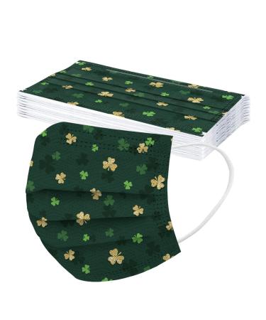 WEXCV adults 10 pieces St. Patrick's Day Mundsprung Einweg and nose protection green pattern motif colored mouth nose protection breathable mouth-cloth bandana for man and woman l c