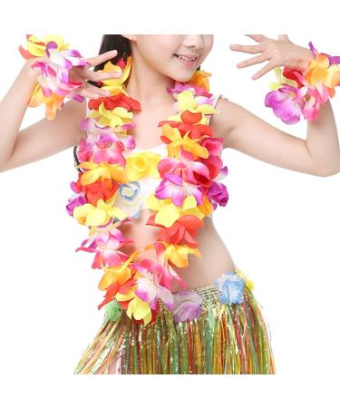 Hawaiian Luau Tropical Flower Crown Set for Women - Headband, Wristbands, Necklace, Bracelets, Hair Band - Perfect for Summer Beach Vacation and Pool Party Decorations - Colorful - Buy Online on GoSupps.com