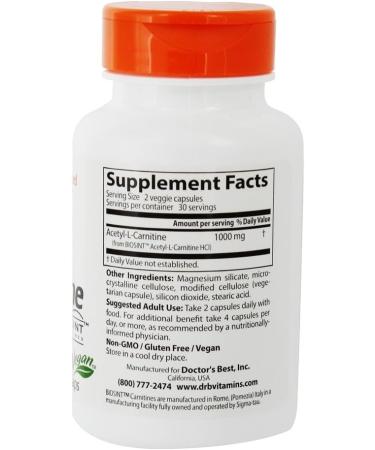 Doctor's Best Acetyl-L-Carnitine 588mg - 60 Capsules, featuring Sigma Tau Carnitine - Buy Online on GoSupps.com