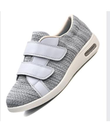 QDCZDQ Men's Adjustable Wide-Width Diabetic Edema Walking Shoes - Air Cushioned for Elderly Swollen Feet - Light Gray - Size 5 US - Buy Online on GoSupps.com