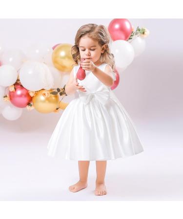 Princess Sleeveless Toddler Flower Girl Dress | Baby Clothes for Wedding Pageant | 12-18 Months, White - Buy Online on GoSupps.com