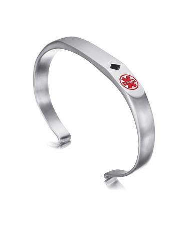 WelMag Adjustable Medical Alert ID Bracelets Free Engraving Vintage Silver