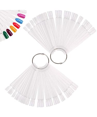 Nail Swatches 100Pcs Nail Swatch Sticks Nail Colour Display Nail Display Tips Nail Art Tips Sticks with Metal Ring for Nail Salon and Beginners(Clear) Nail Swatches(Clear)