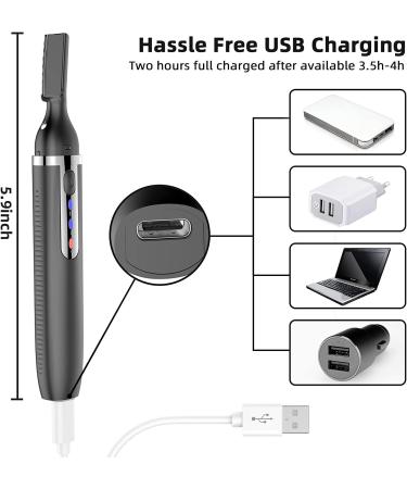 Rechargeable Women's Facial Hair Remover & Eyebrow Trimmer - Electric Shaver for Peach Fuzz, Chin, Cheek, Upper Lip (Black) - Buy Online on GoSupps.com