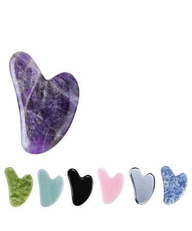 Natural Jade Scraping Board Powder Crystal Heart-Shaped Scraping Sheet Crystal Scraping Board Face Beauty V-Shaped Jade Scraping 1Pcs (Color : Type 1)