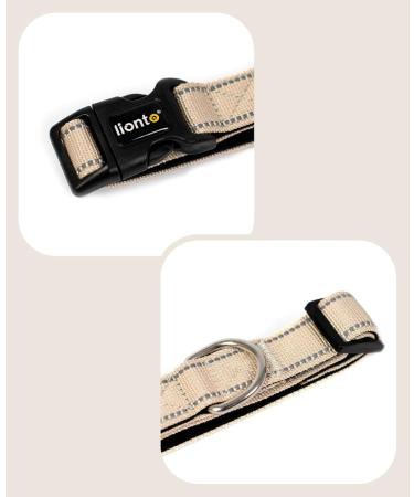 Buy Lonto Durable Nylon Dog Collar - Soft Padded Size L 360 Reflective Click Closure Adjustable Beige - International Shipping Available - Buy Online on GoSupps.com