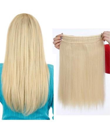 16 Inch Invisible Wire In Hair Extensions Synthetic Straight One Piece Secret Wire String Hairpiece - Bleach Blonde(Weight:90g)
