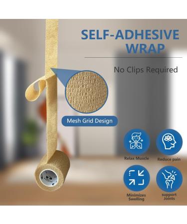 Self Adherent Bandage Wrap - Medical Tape Vet Wrap for People & Pets | 6 Pack 2" x 5 Yards | Non Woven Cohesive Bandage for Ankle Sprains Sports Injuries & Swelling - Black - Buy Online on GoSupps.com