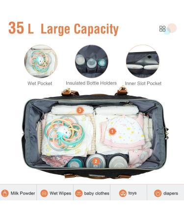 Lekebaby Large Baby Changing Bag Bundle | Mom and Dad Maternity Bag with Organizers and Changing Mat | Quilted Black Design - Buy Online on GoSupps.com