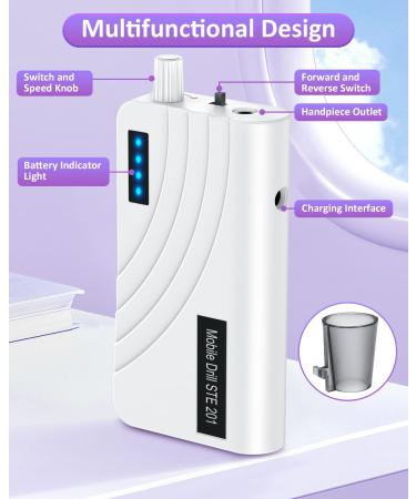 35000 RPM Electric Nail Drill Machine for Acrylic Gel Nails - Portable Professional Tool for Manicure Pedicure - Purple - Buy Online on GoSupps.com