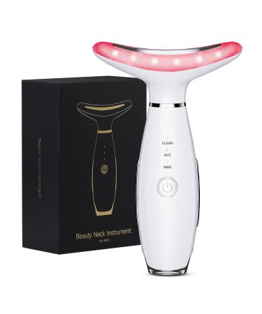 Neck Face Massager 3 Colour Modes and Vibration Facial Massager Face Sculpting Tool for Double Chin and Skin Care (White)