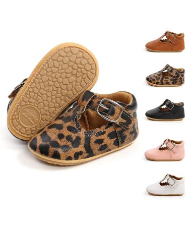 Sonsage Infant Baby Boys Girls Oxford Shoes Pu Leather Lace-Up Anti-Slip Trainer Soft Rubber Sole Toddler First Walking Sneakers 0-6 Months B Leopard Print