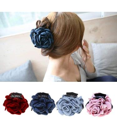 Large hair clip made of fabric flower claw hair clips hair clips for women and girls fashionable accessory headgear 4 pieces