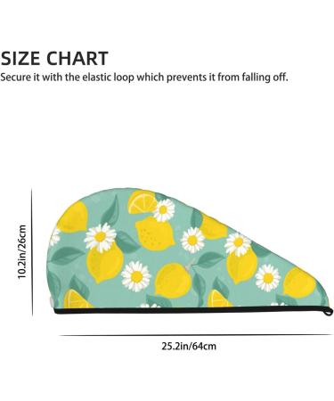 Hair Towel Wrap Quick Drying Towel Turban with Button | Lemons & Chamomile Design - Buy Online on GoSupps.com