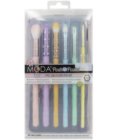 MODA Royal & Langnickel Full Size Posh Pastel 7pc Delicate Eye Makeup Brush Kit with Pouch Includes Eye Contour Smoky Eye Crease Shadow Brow and Pointed Liner Brushes Multi-Color Pastel - Buy Online on GoSupps.com