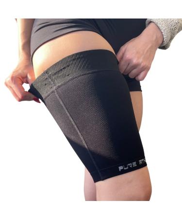 Thigh Compression Sleeve for Hamstring Quadriceps & Groin Support - Athletic Support for Running Basketball Tennis & Soccer - XL Midnight Black - International Shipping Available - Buy Online on GoSupps.com