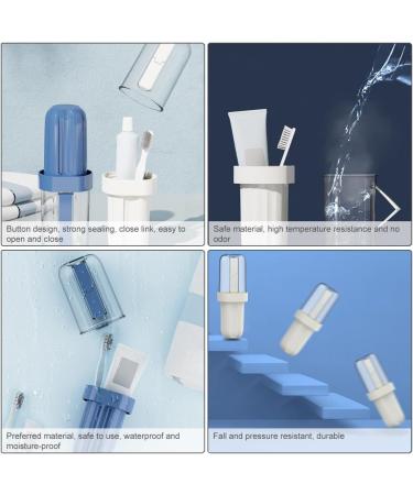 Dzmuero Toothbrush Etui - Portable 2-in-1 Travel Case & Storage | Blue & White Toothbrush Cup for Home & Travel - Buy Online on GoSupps.com