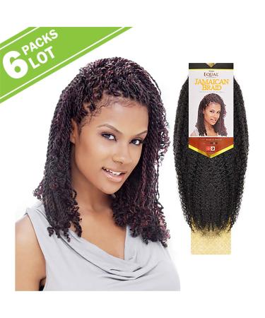 6 Pack FreeTress Equal Synthetic Marley Braid Hair Braids - Jamaican Twist Braid (1B) - Buy Online on GoSupps.com