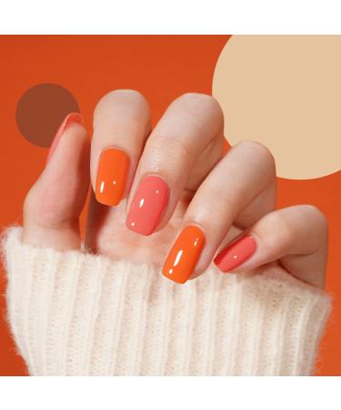 Coral Orange & Pink Red Neon Gel Polish Kit for Salon & DIY Nail Art | Halloween Gift for Women - Buy Online on GoSupps.com