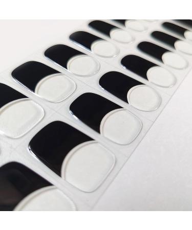 DMQ Semi Cured Gel Nails Strips 22 Stickers Black French Nail Wraps Soft Self-Adhesive Gel Nail Stickers Long-Lasting Nail Gel Strips for Women Girls Nails Manicure - UV/LED Lamp Required - Buy Online on GoSupps.com