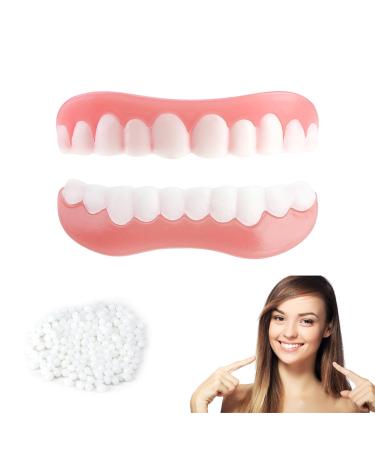 Natural False Tooth To Place 2 Pairs Cosmetic Dental Prosthesis, Perfect Smile Denture Upper And Lower, Temporary Dental Appliance For Men And Women With Bad Teeth