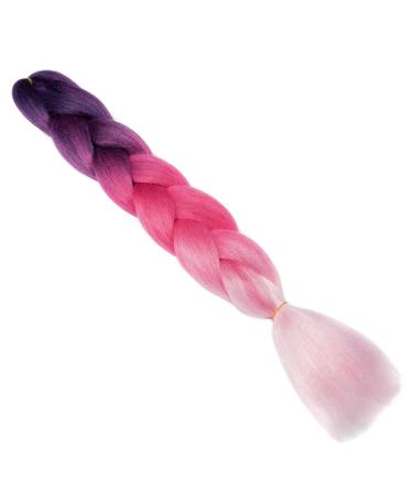 Gairyan Jumbo Braids Extensions 100g - 60cm Ombre Synthetic Braiding Hair for Box & Crochet Braid - Purple Rose Red & Pink - 1 Piece Afro Hair - Buy Online on GoSupps.com
