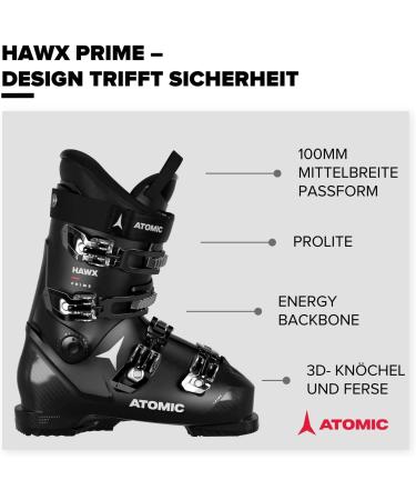 Atomic Hawx Prime Ski Boots - Alpine Black - 3D Ankle & Heel for Precision Fit - Ideal Middle-Wide Ski Boots for Beginners 29/29.5 - Buy Online on GoSupps.com