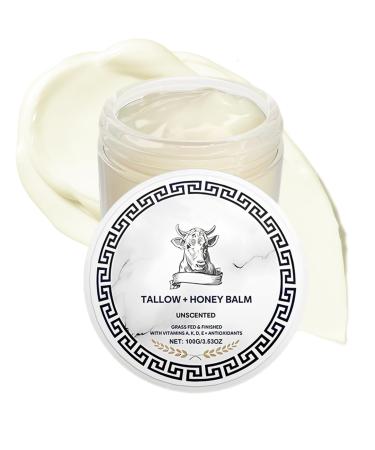 Pricyru 2025 New Tallow Honey Balm Grass Fed & Finished with Vitamins Beef Tallow for Skin Deeply Moisturizing for Face and Body 3.53oz